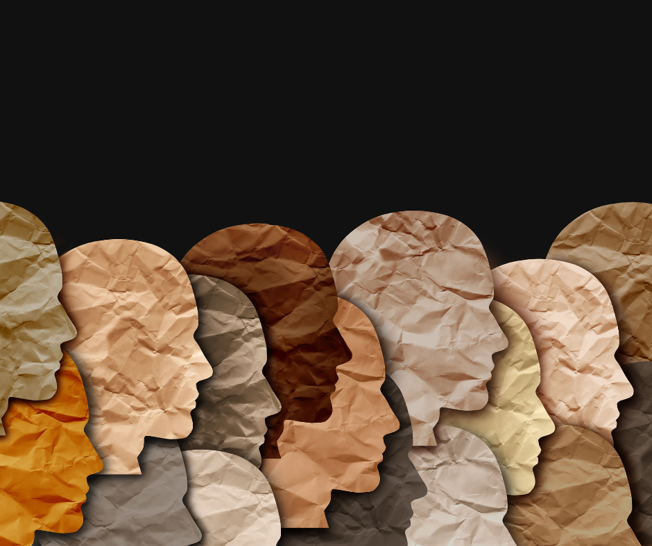 Paper Cutouts of Faces in Profile in Different Skin Tones