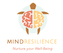 Logo for Mind Resilience Organization- a sea turtle and text: Nurture Your Wellbeing