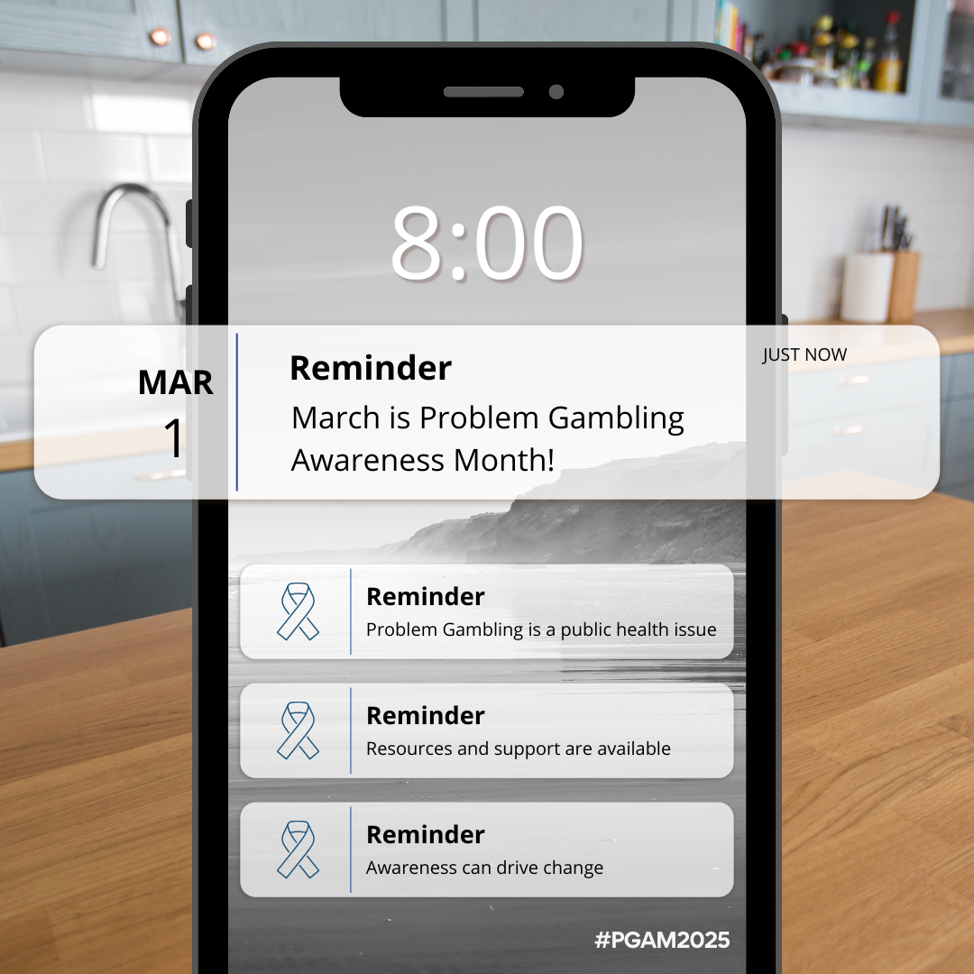 March is Problem Gambling Awareness Month-Cell Phone on Kitchen Counter